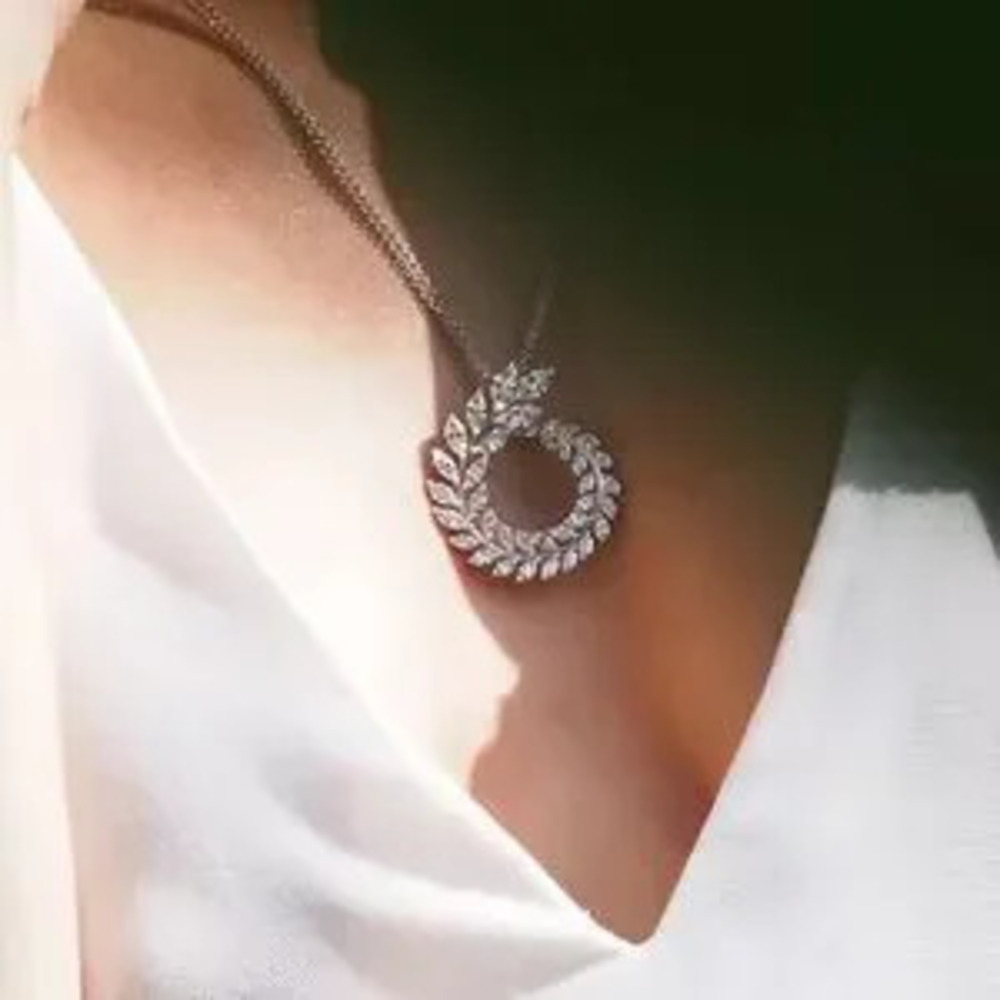 Womens 925 Silver Diamond Necklace